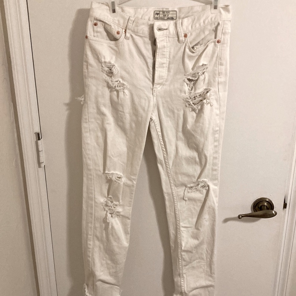 Cream colored free people jeans